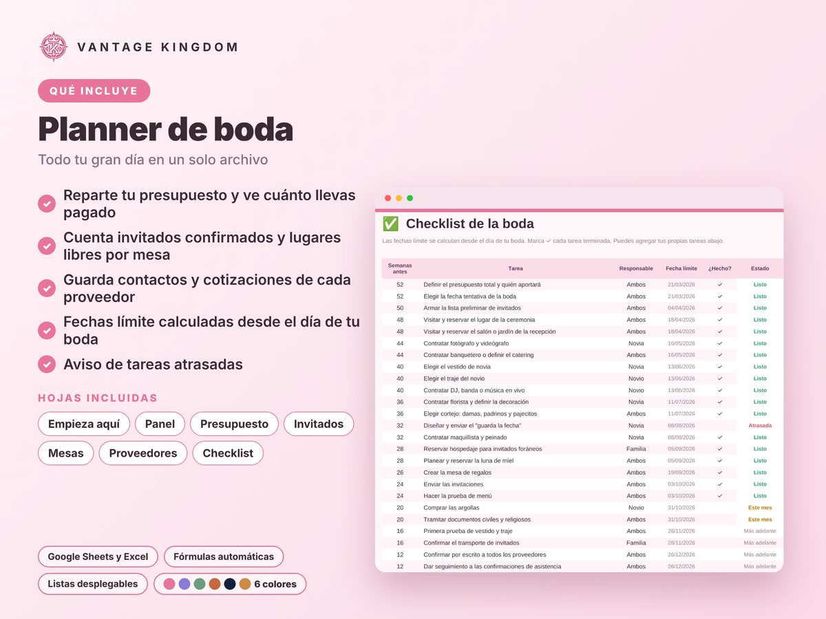 Portada de la plantilla Planner de boda