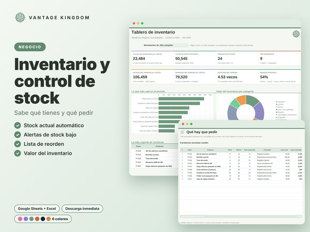 Portada de la plantilla Inventario y control de stock
