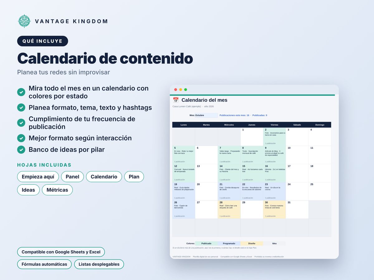 Portada de la plantilla Calendario de contenido